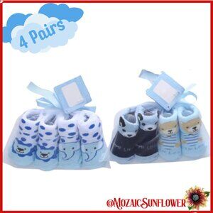 NEW WITH TAGS Infant Sock Set 0-12 Months 4 Piece Set In Mesh Gift Bags